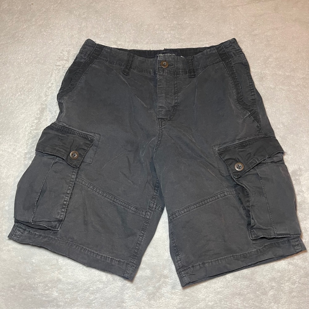 American Eagle Shorts Men 30 Black Next Level Flex Cargo Utility Streetwear Y2K